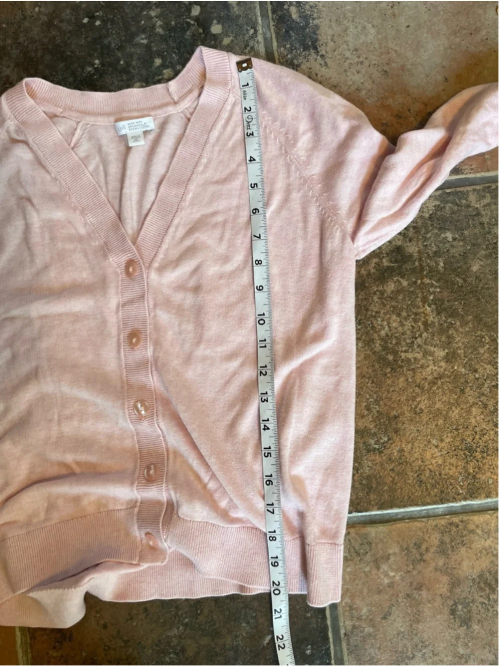 J Jill Organic Cotton Blend V-Neck Cardigan Women's Small Light Pink Button Up